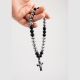 Броеница с кръст и 33 мъниста сребрист Хематит