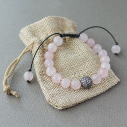 Дамска гривна от Розов кварц "Rose Quartz and Glamor"