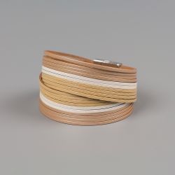 Гривна от естествена кожа Golden strips