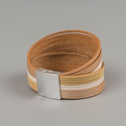 Гривна от естествена кожа Golden strips