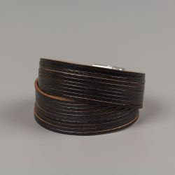 Гривна от естествена кожа Black strips