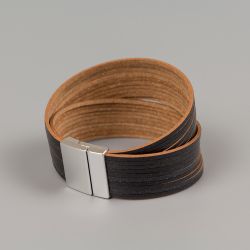 Гривна от естествена кожа Black strips