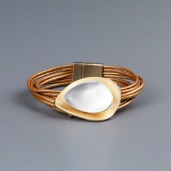 Гривна от естествена кожа Brown Shell