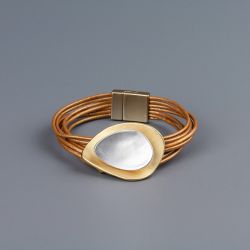 Гривна от естествена кожа Brown Shell