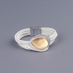 Гривна от естествена кожа White Shell