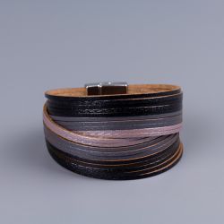 Гривна от естествена кожа Gray strips