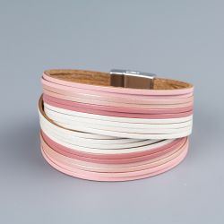 Дамска гривна от естествена кожа Pink strips