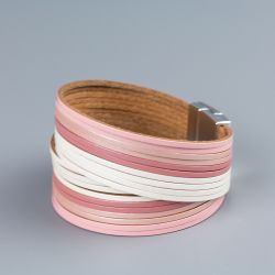 Дамска гривна от естествена кожа Pink strips