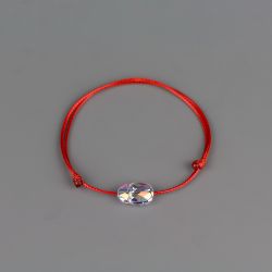 Червен конец с елемент Swarovski Скарабей Aurore Boreale