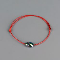 Червен конец с елемент Swarovski Скарабей Scarabaeus Green