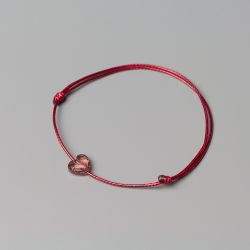 Амулет с елемент Swarovski Сърце Blush Rose и бордо корда