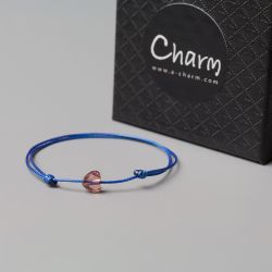 Амулет с елемент Swarovski Сърце Blush Rose и синя корда