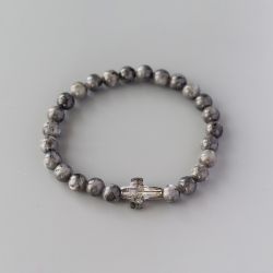 Гривна Лабрадорит с елемент Swarovski Кръст Silver Night