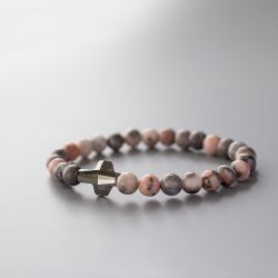 Гривна Яспис зебра с елемент Swarovski Кръст Silver Night