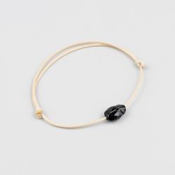 Бежова гривна с черен скарабей кристал Swarovski elements