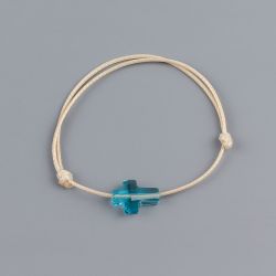 Бежова гривна с кръст кристал Swarovski elements