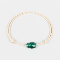 Бежова гривна със зелен скарабей кристал Swarovski elements