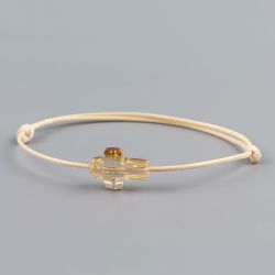 Бежова гривна със златист кръст кристал Swarovski elements