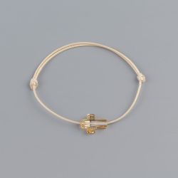 Бежова гривна със златист кръст кристал Swarovski elements