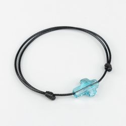 Черна гривна с кръст кристал Swarovski elements Aquamarine