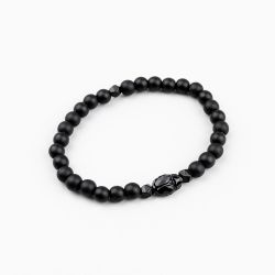 Черна гривна със Скарабей Swarovski и камък Оникс