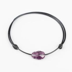 Черна гривна с лилав скарабей кристал Swarovski elements