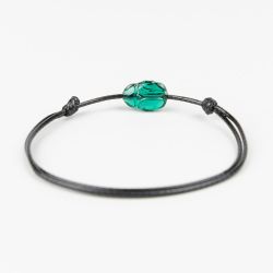 Черна гривна със зелен скарабей кристал Swarovski elements