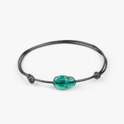 Черна гривна със зелен скарабей кристал Swarovski elements