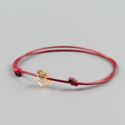 Червена гривна със златна звезда кристал Swarovski