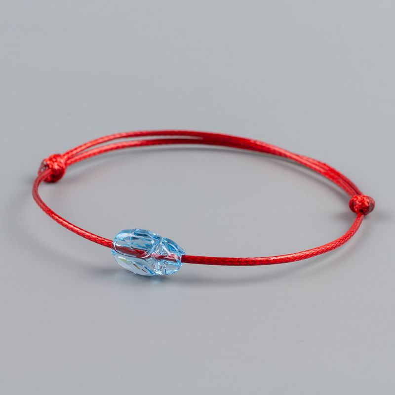 Червена гривна със син скарабей кристал Swarovski elements