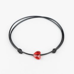 Гривна на конец с червено сърце кристал Swarovski elements