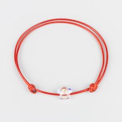 Гривна с червен конец и цвете кристал Swarovski elements
