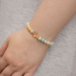 Гривна с кръст Swarovski elements и камък Амазонит