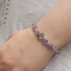 Гривна с кръст Swarovski elements и камък Аметист