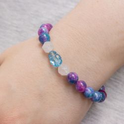 Гривна с кристал Swarovski скарабей и камък Розов кварц