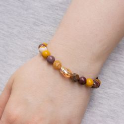 Гривна със скарабей Swarovski elements и камък Мокаит