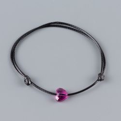 Гривна със сърце кристал Swarovski цвят Fuchsia
