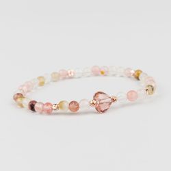 Дамска гривна със сърце Swarovski и камък Черешов Кварц