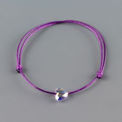 Дамска гривна в лилав цвят със сърце кристал Swarovski