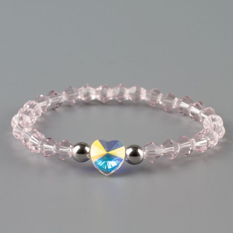 Дамска гривна в розово със сърце кристал Swarovski
