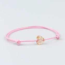 Розова гривна със златно сърце кристал Swarovski elements
