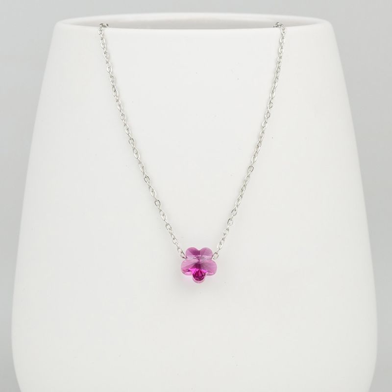 Нежно колие с цвете кристал Swarovski Fuchsia