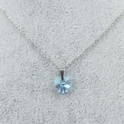 Синьо колие със сърце кристал Swarovski Aquamarine Shimmer