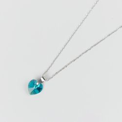 Дамско колие със сърце кристал Swarovski Light Turquoise