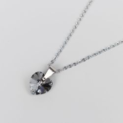 Дамско колие със сърце кристал Swarovski Silver Night