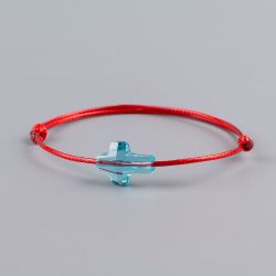 Гривна с червен конец и кръст кристал Swarovski elements