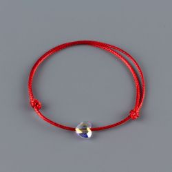 Гривна с червен конец и сърце кристал Swarovski