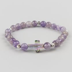 Гривна с кръст Swarovski elements и камък Аметист