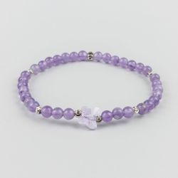 Гривна с пеперуда кристал Swarovski и камък Аметист