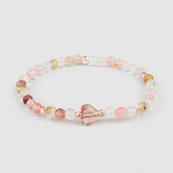 Дамска гривна със сърце Swarovski и камък Черешов Кварц